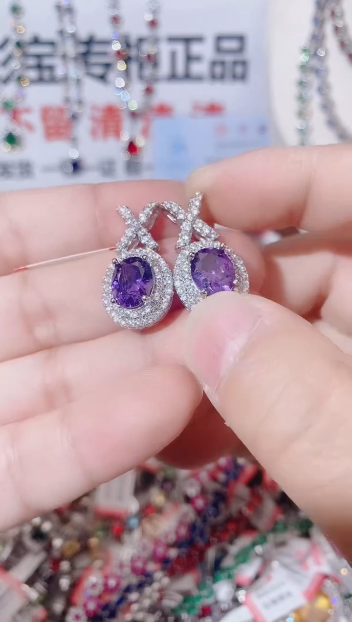 未镶嵌耳饰紫晶  