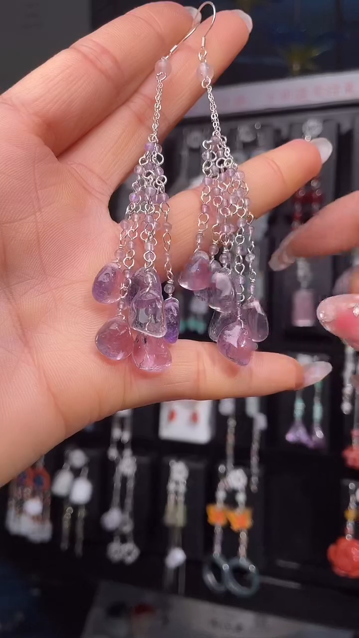 银S925镶嵌耳饰紫晶?****?紫气东来