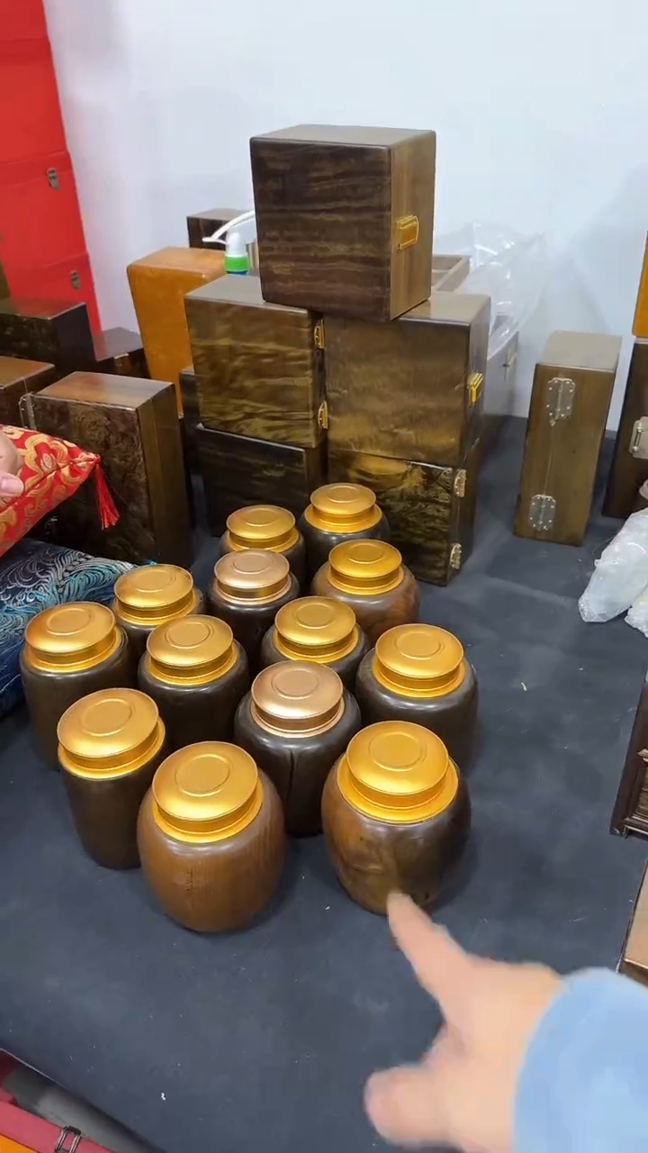 【闪购商品】乌木类成套家具阴沉13个锡茶叶罐    s9