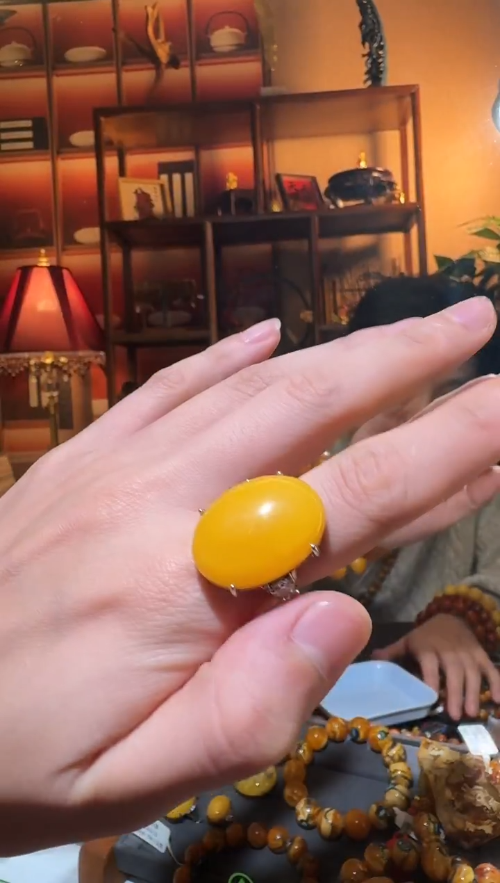 蜜蜡颈饰银S925镶嵌7859天然蜜蜡珠宝奇石