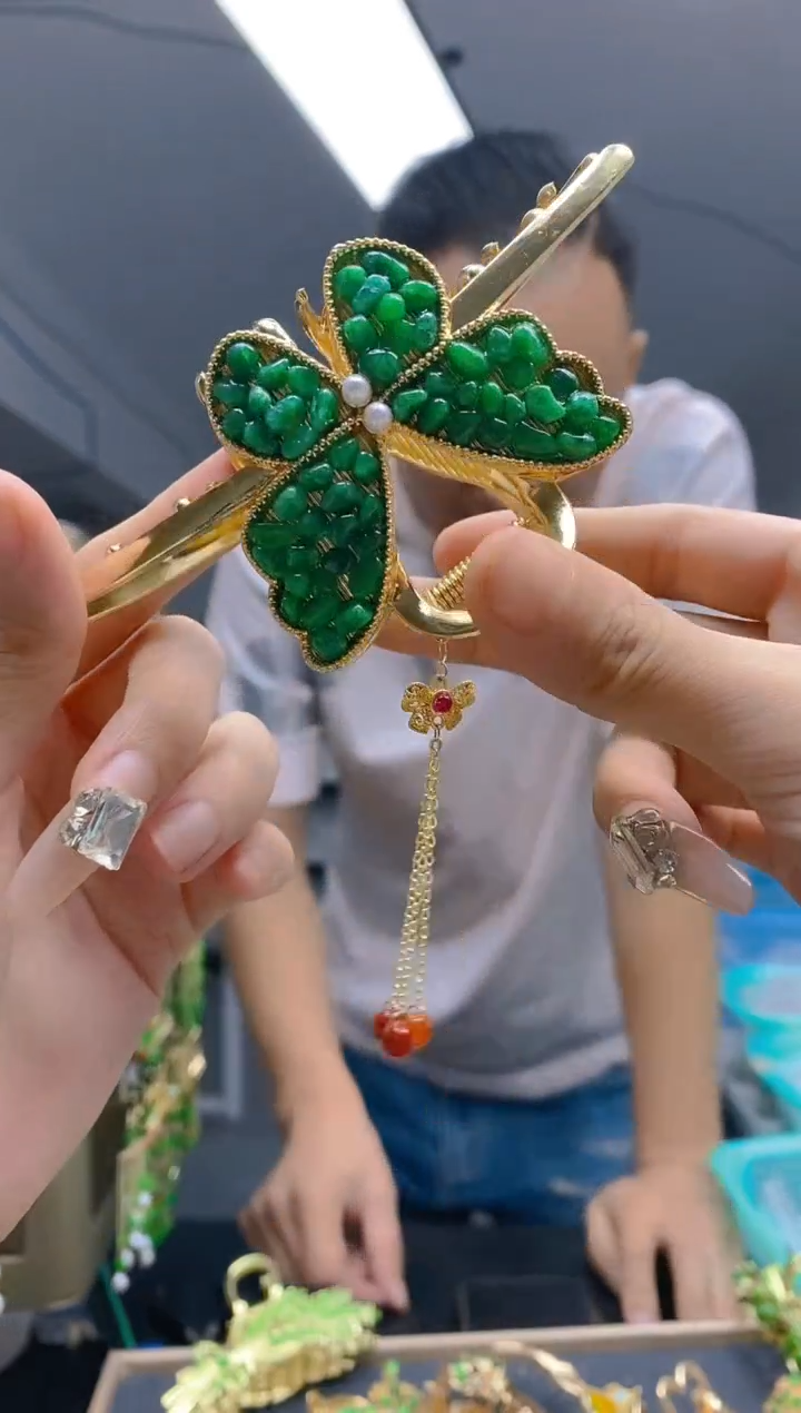 【闪购商品】翡翠耳饰合金253翡翠发簪