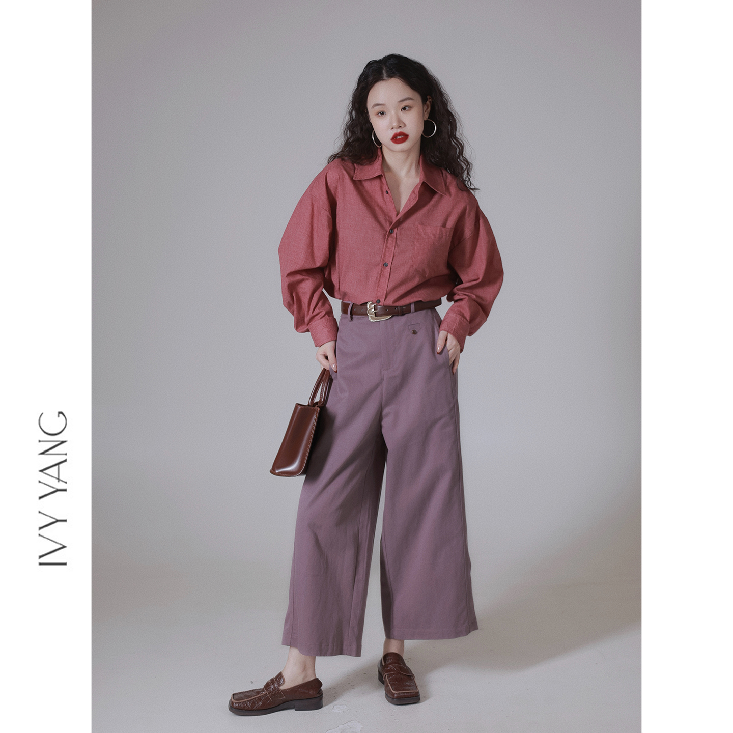 IVY YANG松紧腰舒适直筒休闲裤