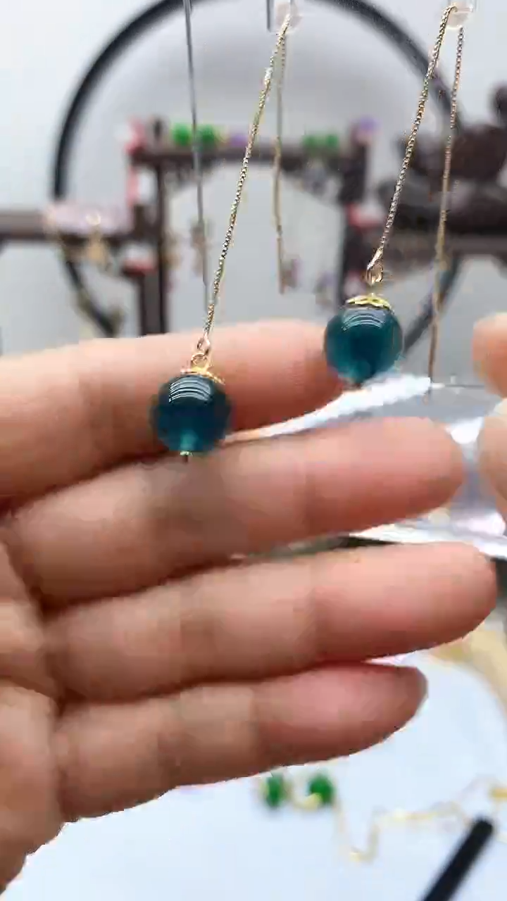 【闪购商品】翡翠耳饰银S925镀金镶嵌40
