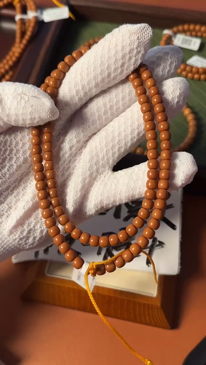 手串橄榄核【168核尖】6.6mm老挝核尖老型108三花面无白 树王老料