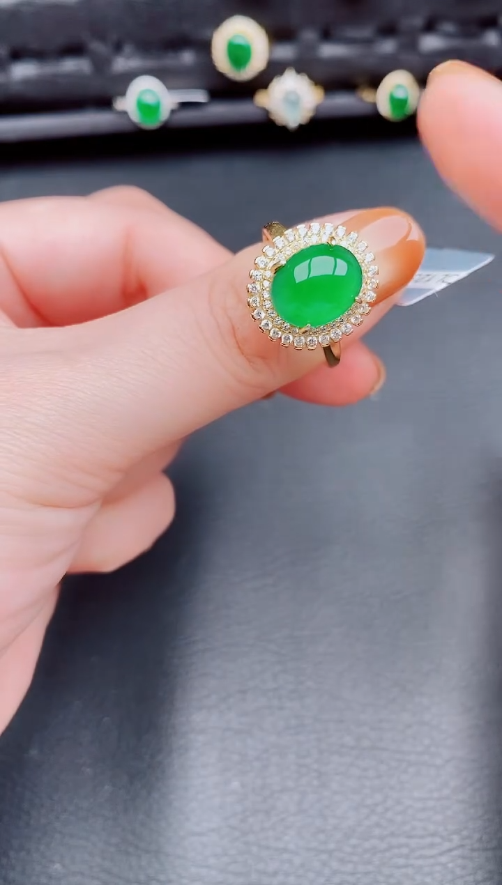 【闪购商品】翡翠戒指银S925镶嵌天然a货翡翠358