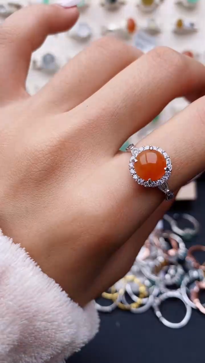 【闪购商品】翡翠戒指银S925镶嵌缅甸翡翠