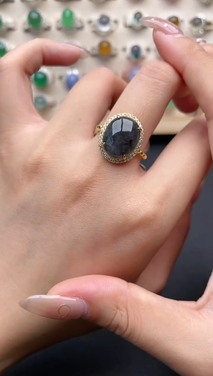 【闪购商品】翡翠戒指银S925镶嵌一物一证一礼盒