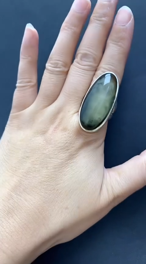 【闪购商品】琥珀裸石银S925镶嵌琥珀戒指