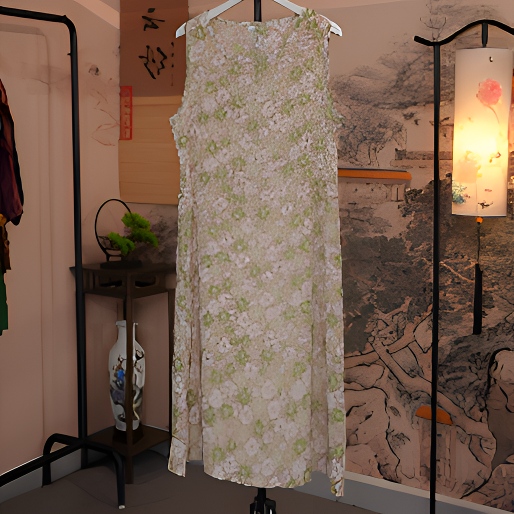 新款绿色小清新小碎花圆领无袖连衣裙