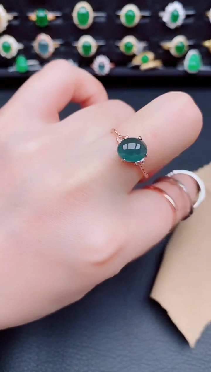 【闪购商品】翡翠戒指银S925镶嵌天然a货翡翠15