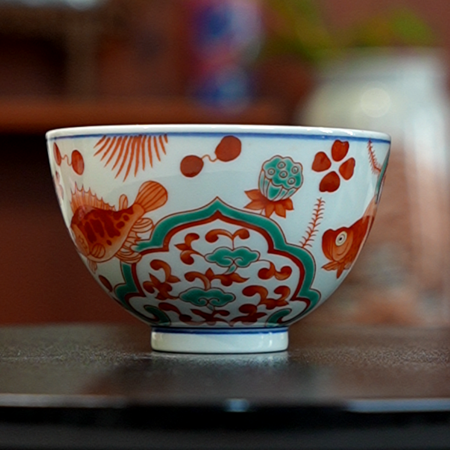 12.26/v00257/红绿彩/鸡心杯