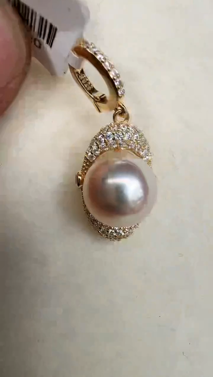 颈饰银S925镶嵌海水珍珠吊坠