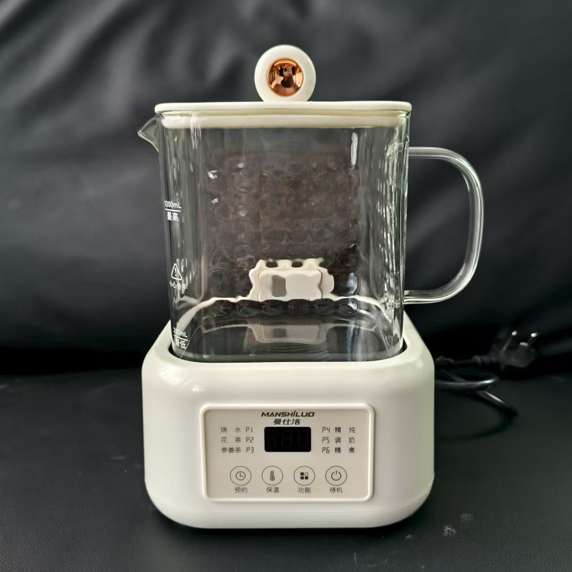 多功能1.2L高硼硅方形电热烧水壶养 生壶