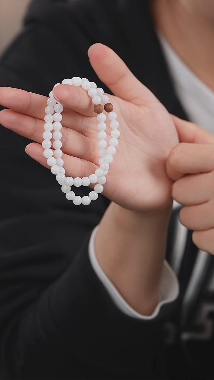 未镶嵌手链和田玉新疆且末白玉卡6mm手串多样性发一