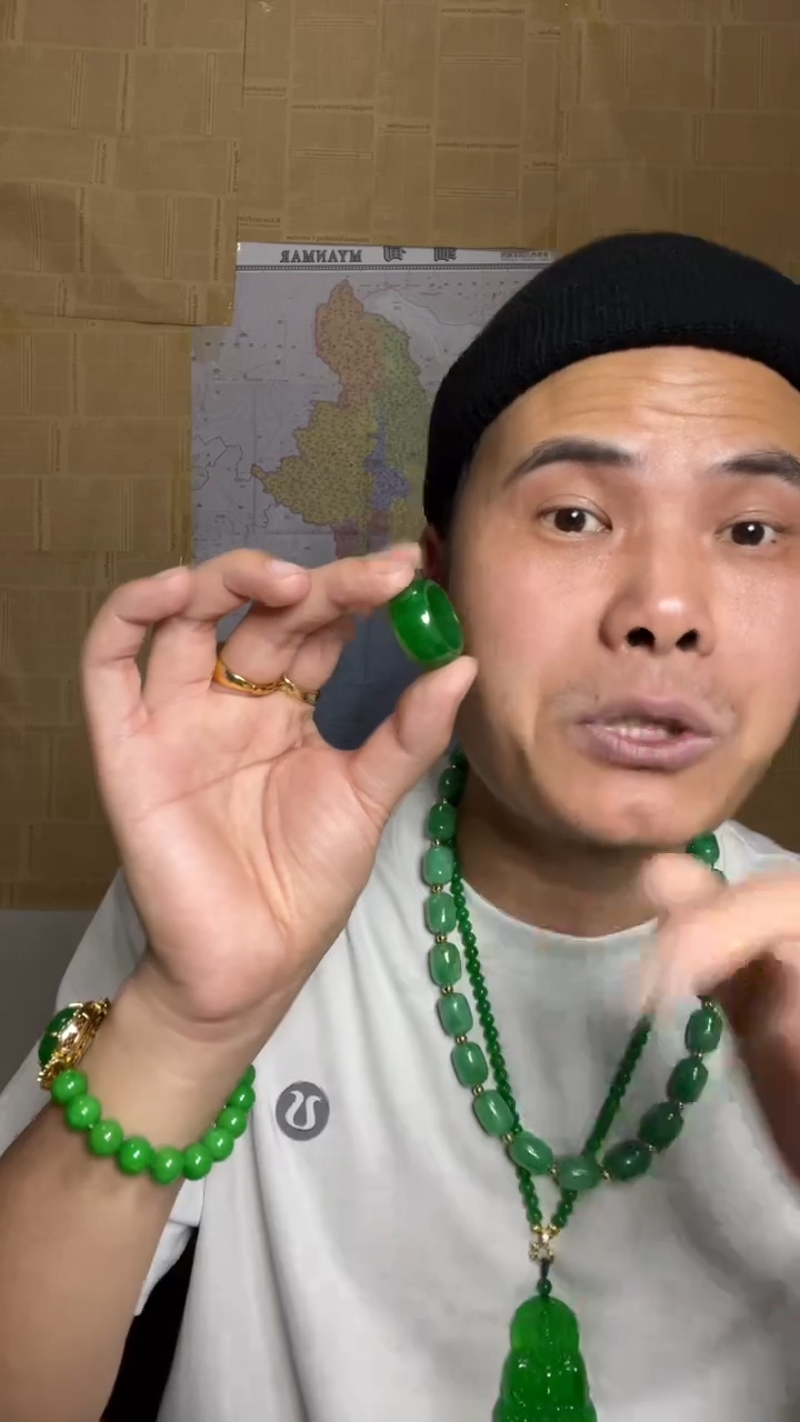 翡翠戒指未镶嵌【小伍珠宝】高端满绿戒圈