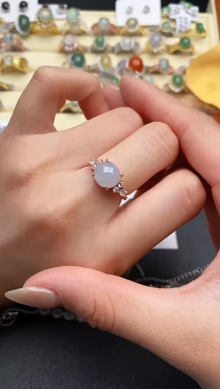【闪购商品】翡翠戒指银S925镶嵌33333333+9