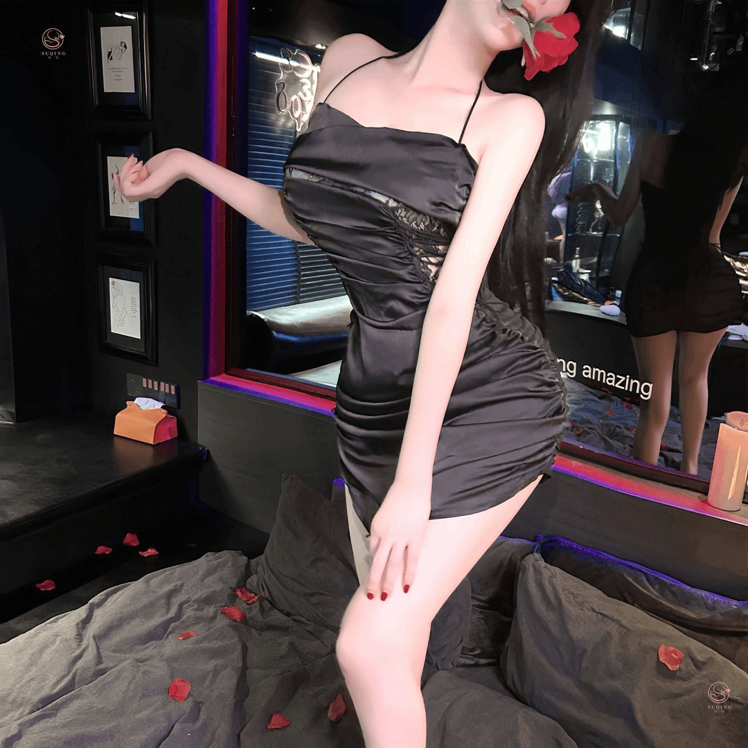 开盖奶盖调整型纯欲小野猫睡裙性吊带袜天使情趣小野猫睡衣女秋冬