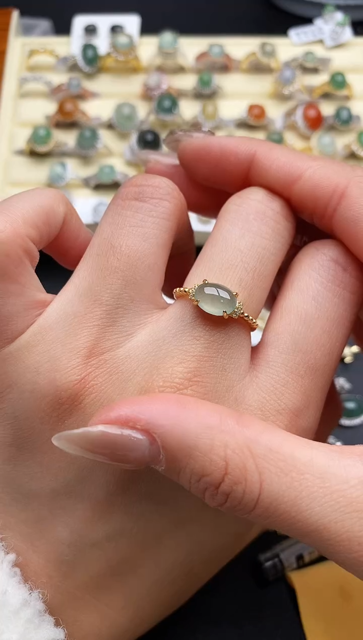 【闪购商品】翡翠戒指银S925镶嵌66666666+5