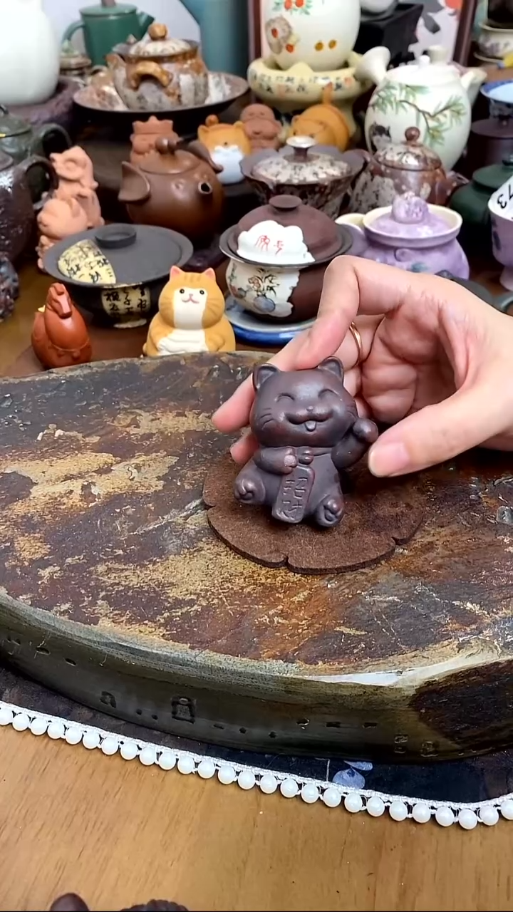 【茶瓷物语】紫砂猫猫茶宠