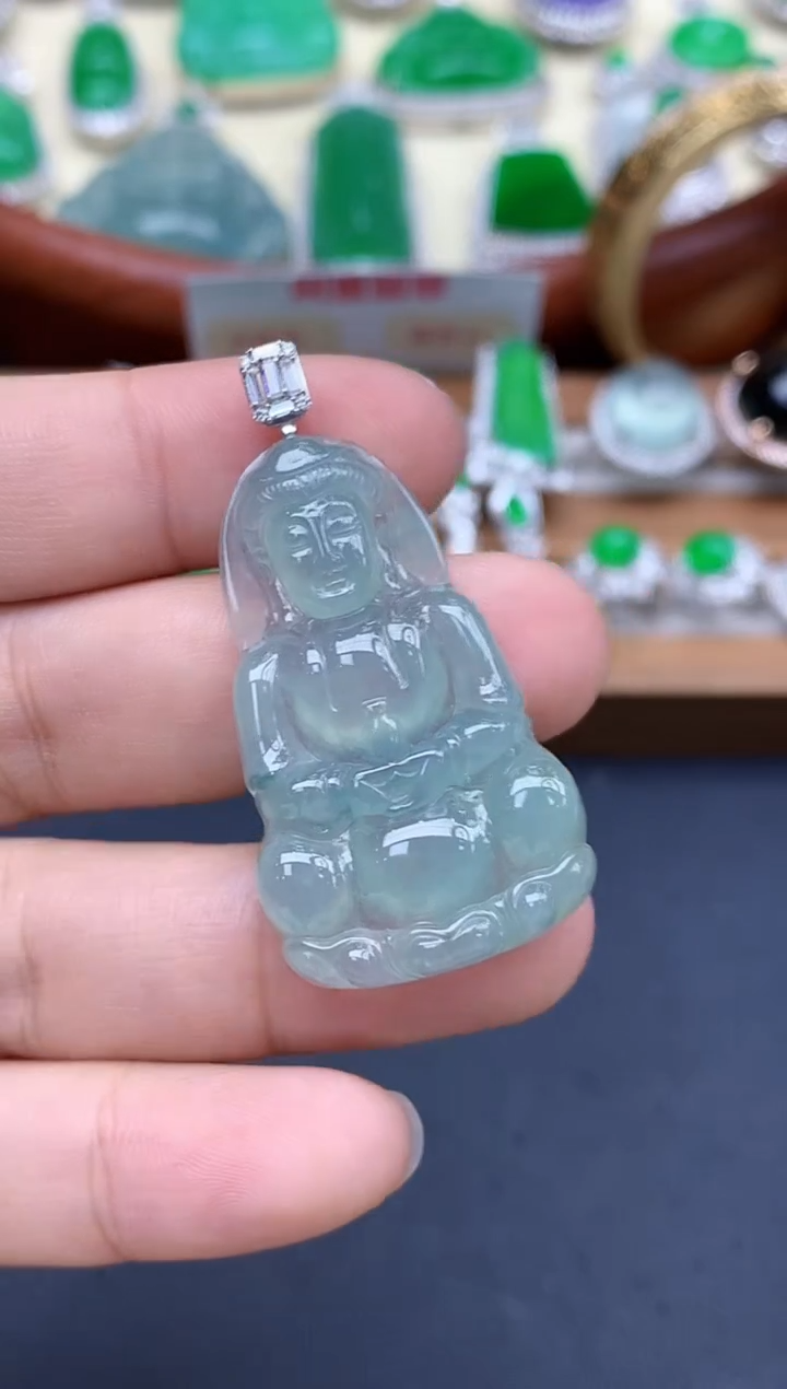 颈饰18K金镶嵌翡翠377-中国好珍宝