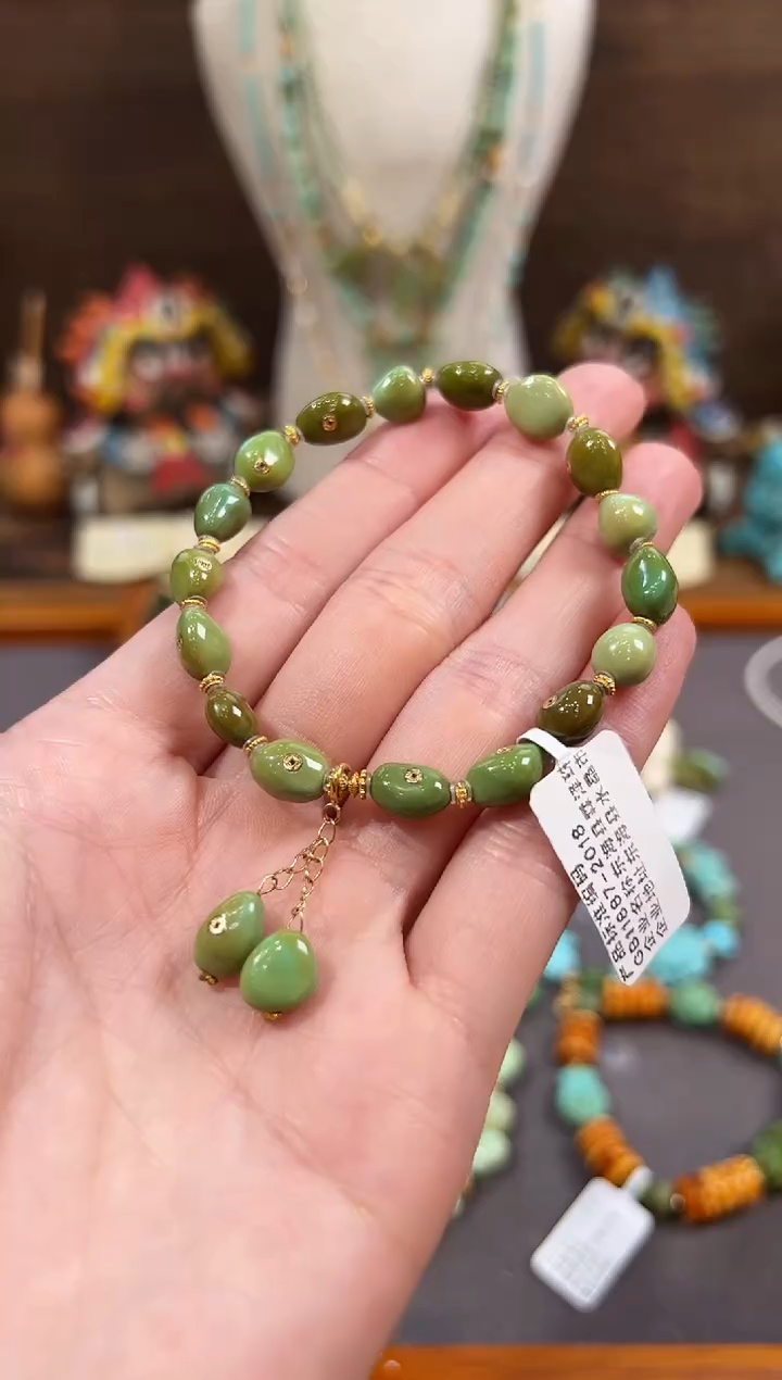 18K金镶嵌绿松石手链绿松石手链