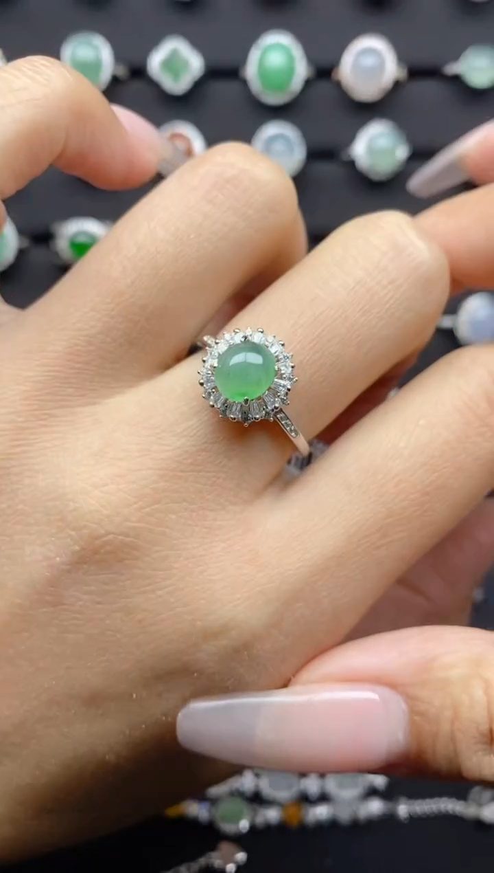 【闪购商品】翡翠戒指银S925镶嵌 S925银镶嵌翡翠戒指