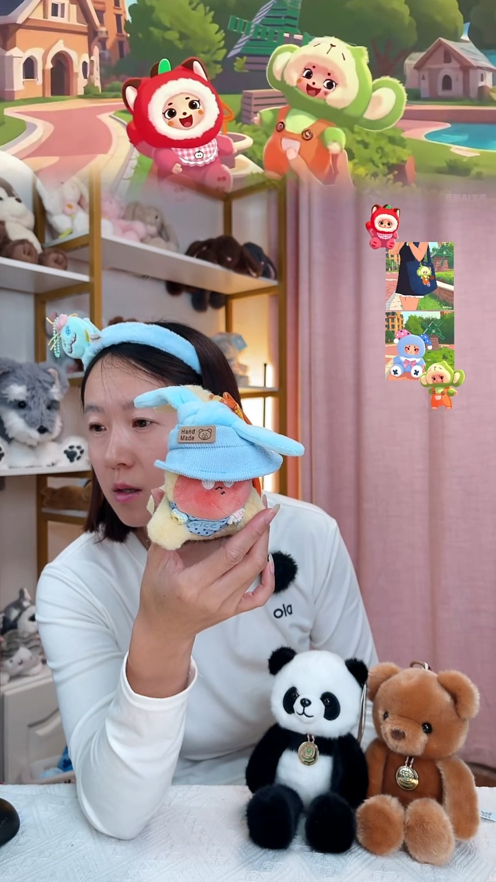 毛绒蓝色帽子星星人