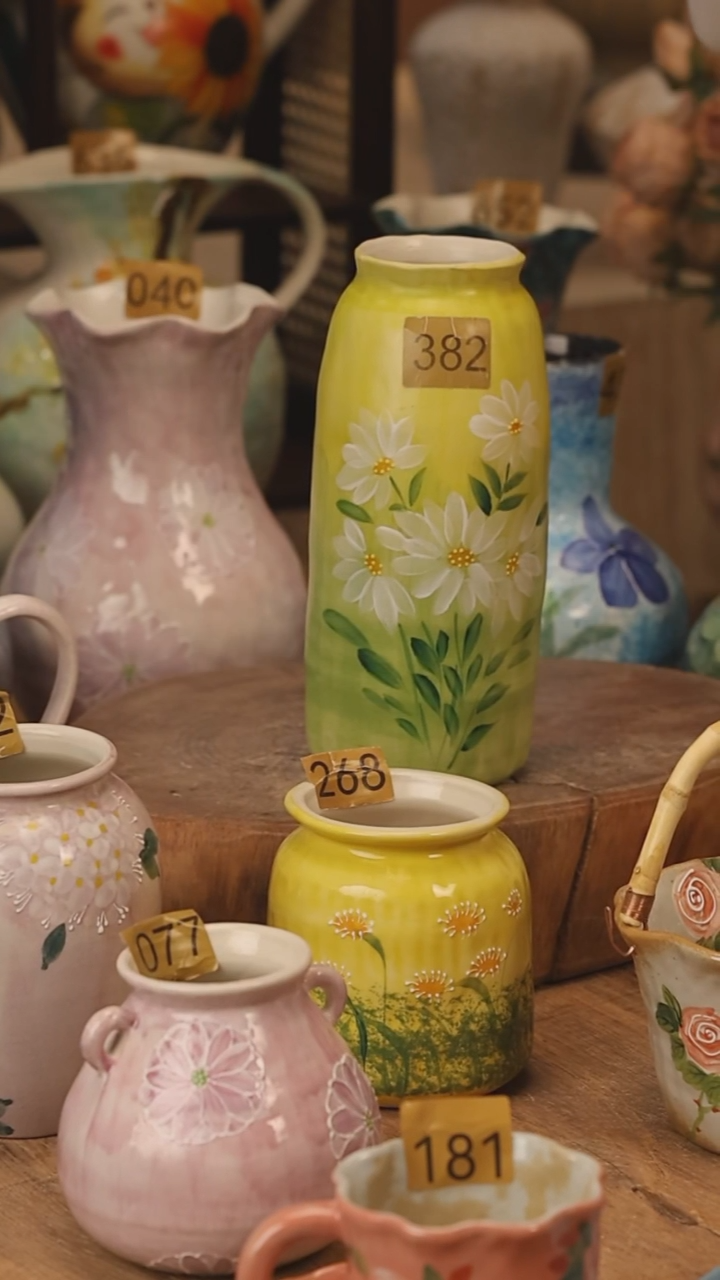 陶瓷景德镇设计师手作花器摆件侘寂风@M382@