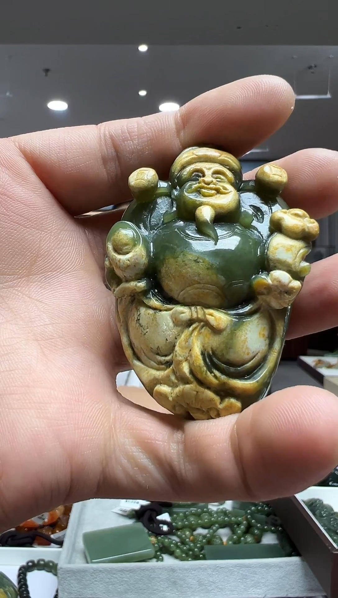 未镶嵌透闪石质玉把件小****e精品财神