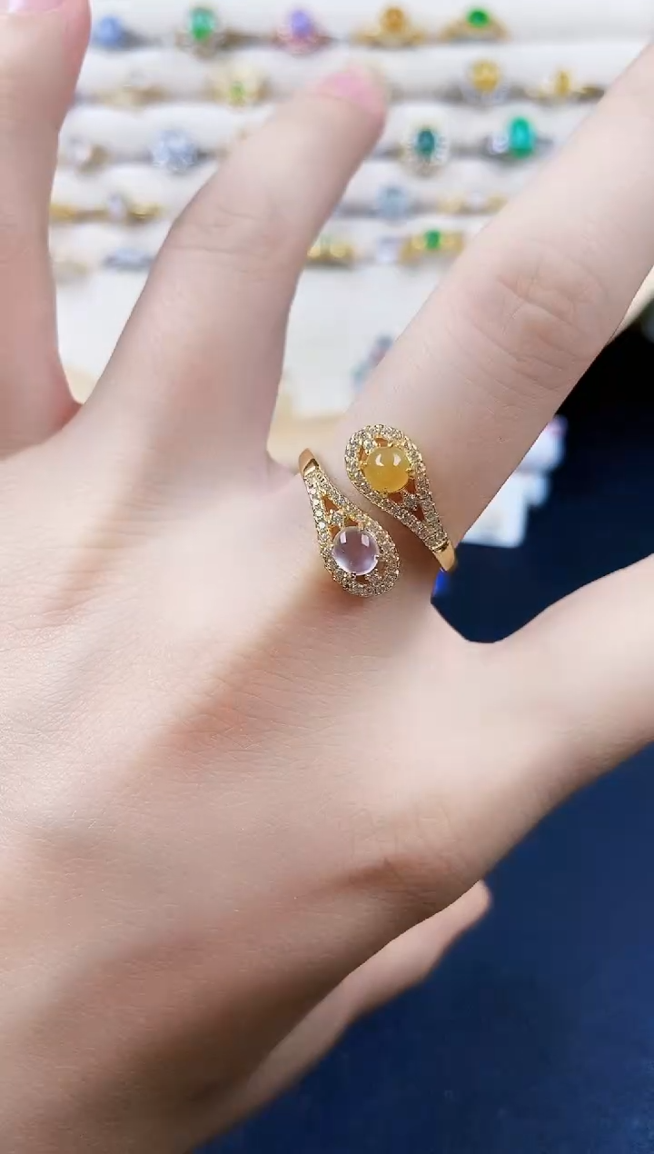 翡翠戒指银S925镶嵌14141414