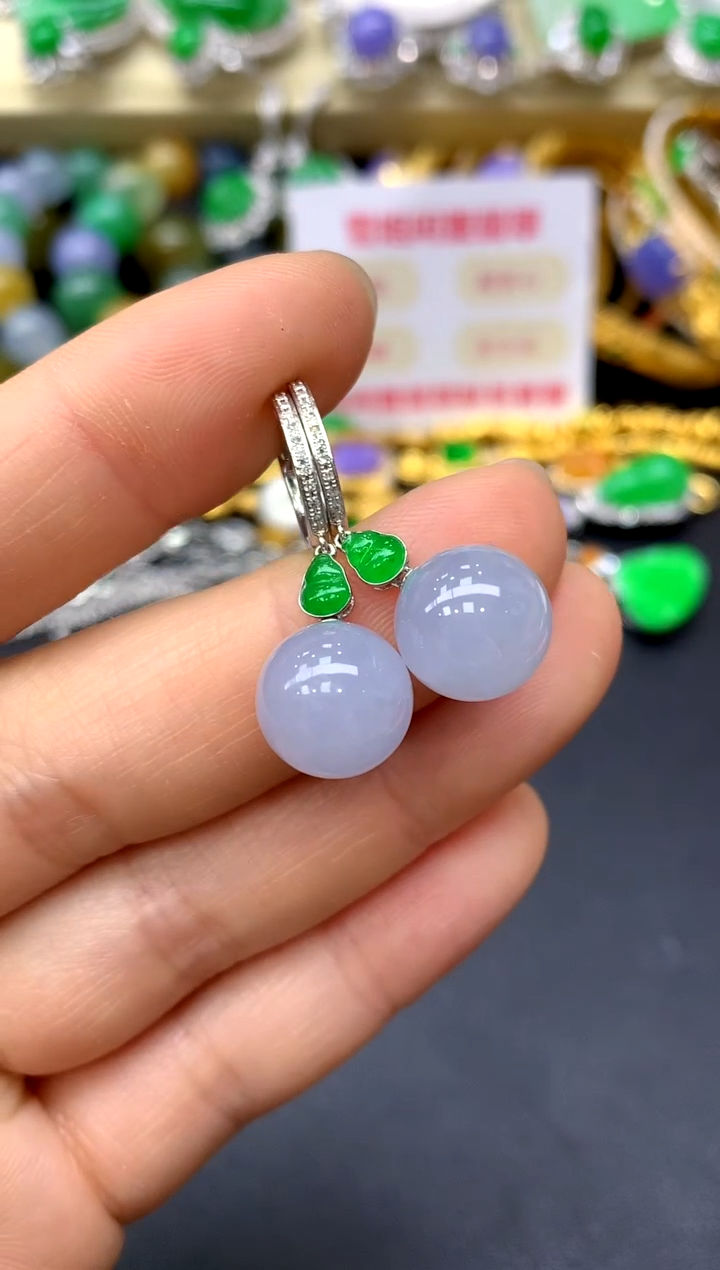 18K金镶嵌翡翠耳饰250-中国好珍宝