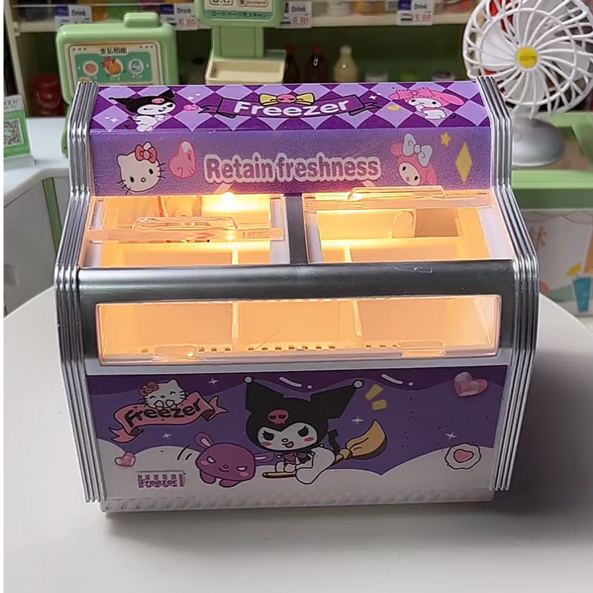 【库洛米冰柜】微缩过家家冰柜雪糕柜家具饰品摆件