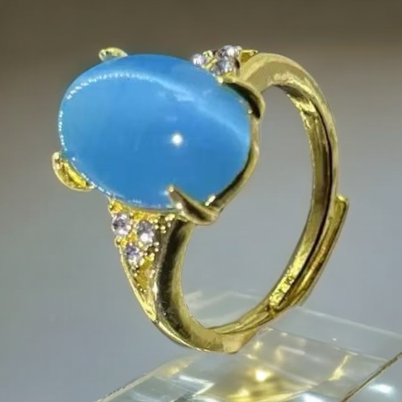 B297-精品时尚国际奢饰瑰宝蓝色戒指配礼盒