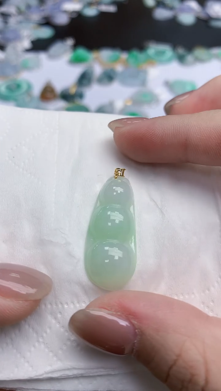 【闪购商品】翡翠颈饰18K金镶嵌天然缅甸翡翠A货