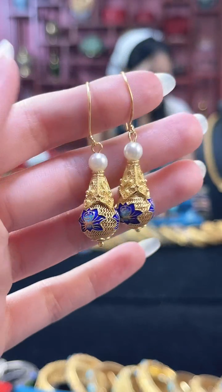 牛*非遗 花丝镶嵌烧蓝耳饰