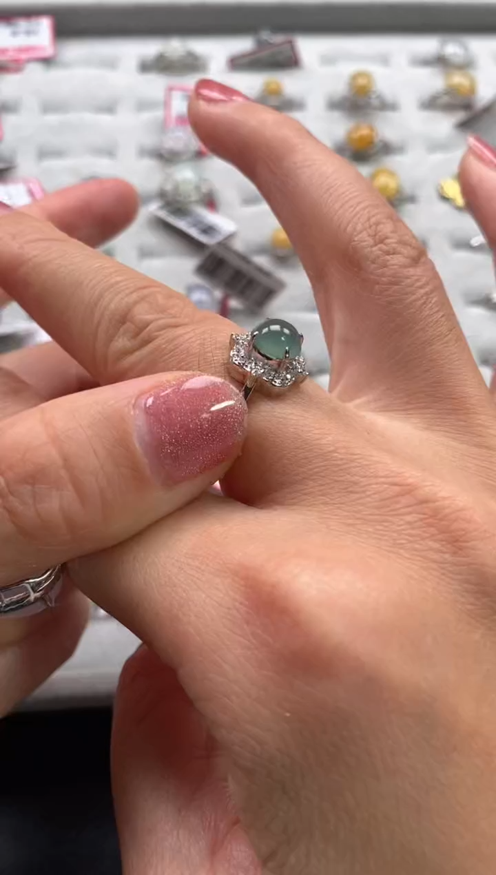 【闪购商品】翡翠戒指银S925镶嵌222222222     5