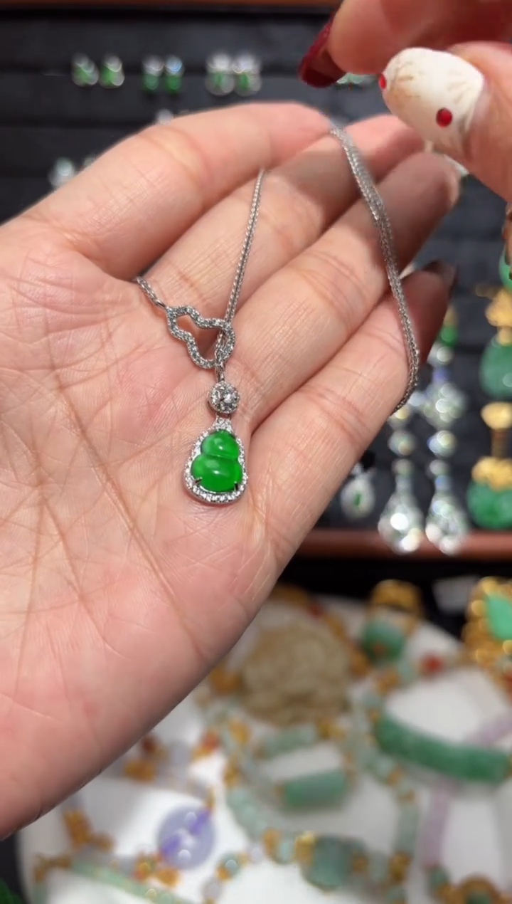 【闪购商品】翡翠颈饰银S925镶嵌葫芦/支持复检/一件