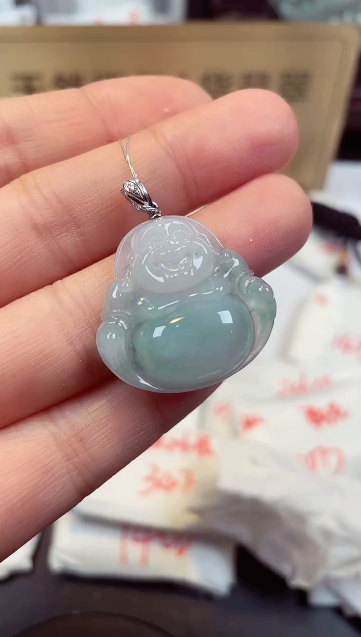 【闪购商品】翡翠颈饰18K金镶嵌天然缅甸翡翠A货
