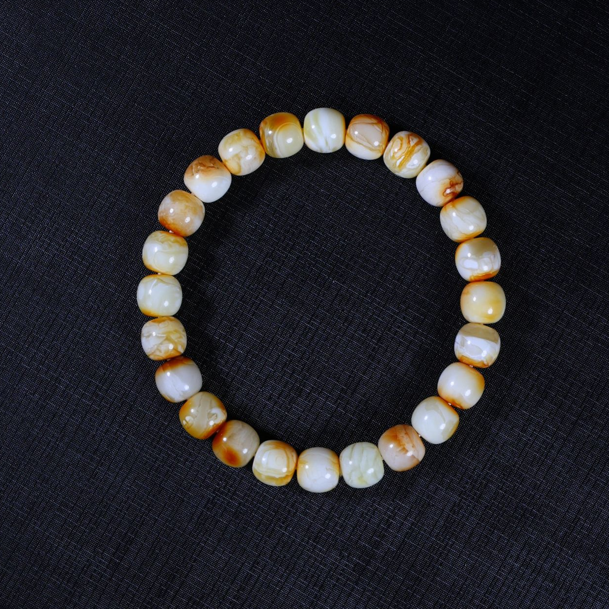 8mm+奶瓷白沁色精工老型手串国风时尚潮流男女皆宜轻奢单圈YX026