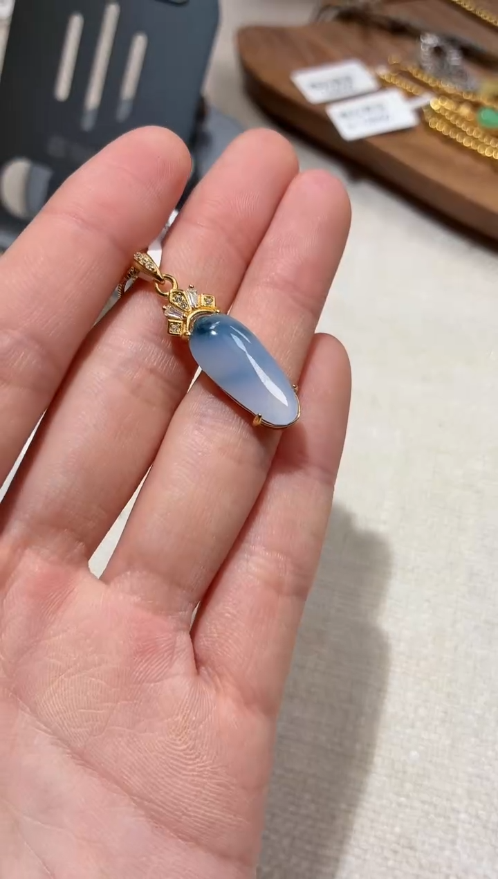 吊坠(不含链)银S925镶嵌翡翠吊坠