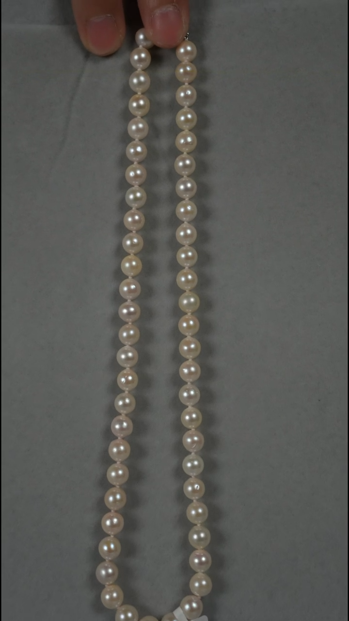 项链银S925镶嵌海水珍珠AK羽皇金7.5-8mm