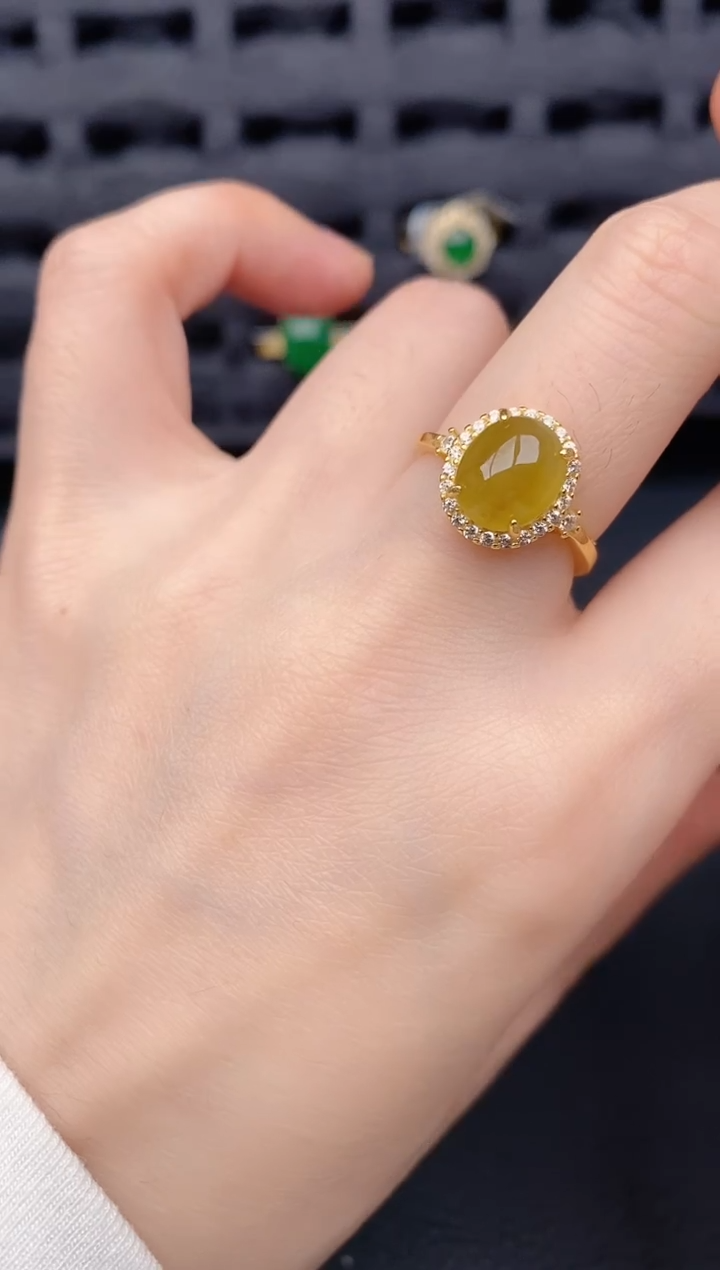 银S925镶嵌戒指翡翠天然a货翡翠355