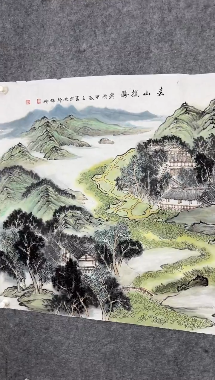 【闪购商品】国画画芯180*80海娜手绘山水国画作品软片