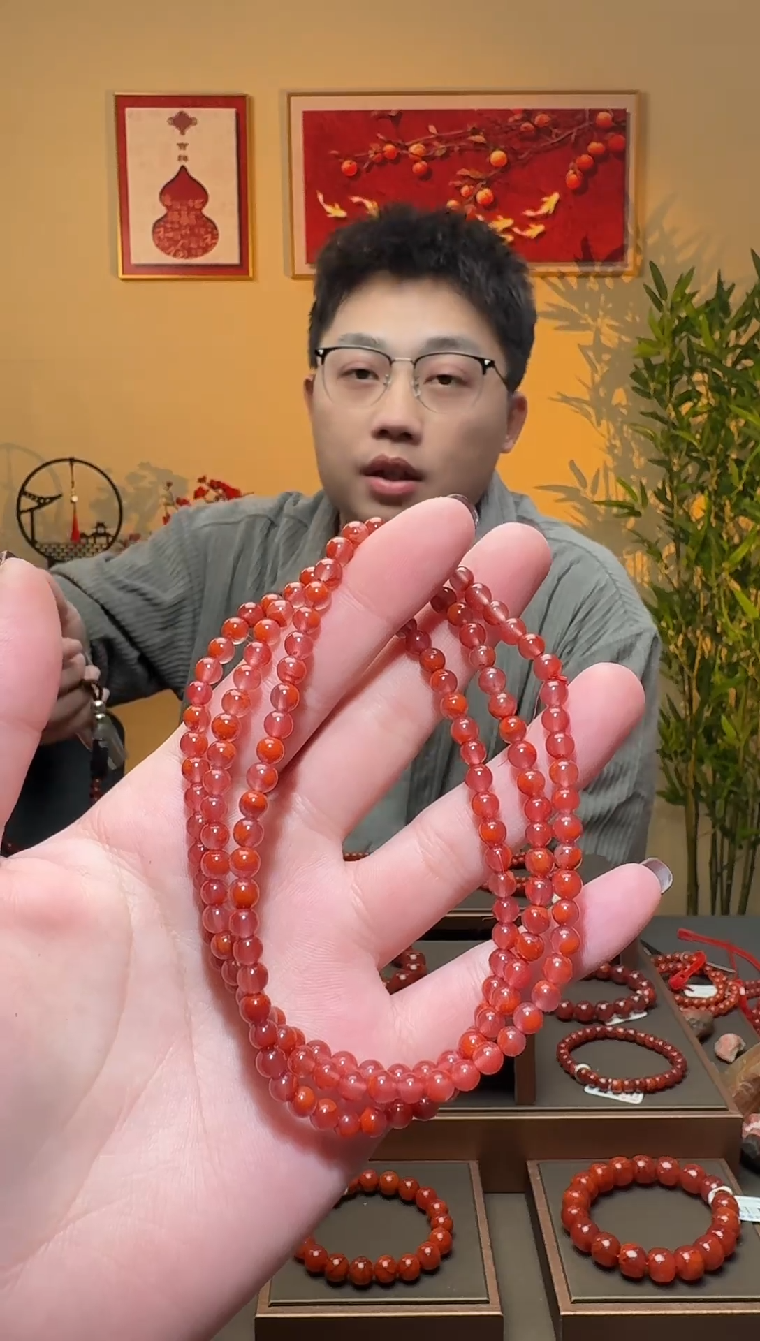 【闪购商品】南红玛瑙手链未镶嵌一条4mm+ 多样性发货