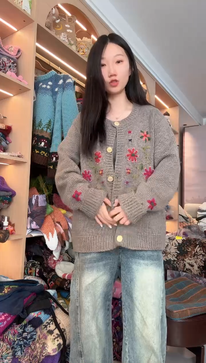 羊毛美利奴灰色刺绣XL150斤以内