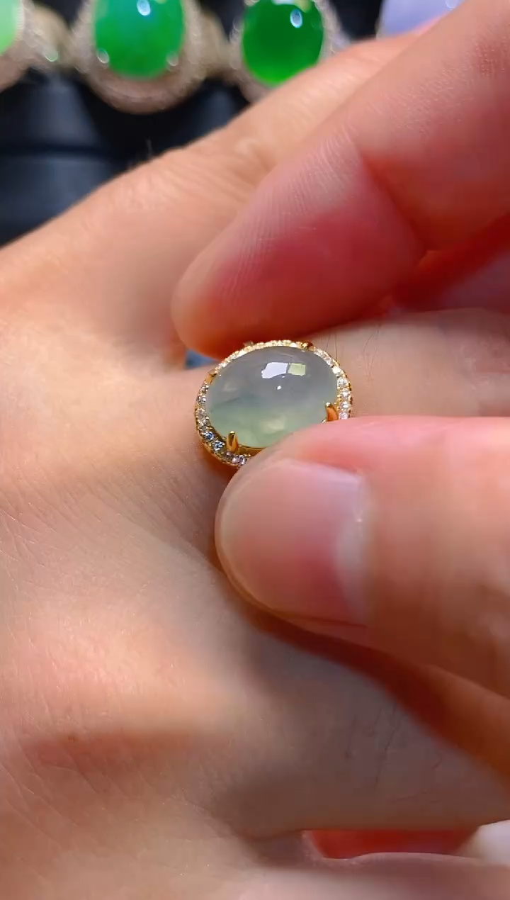 翡翠银S925镶嵌耳饰天然