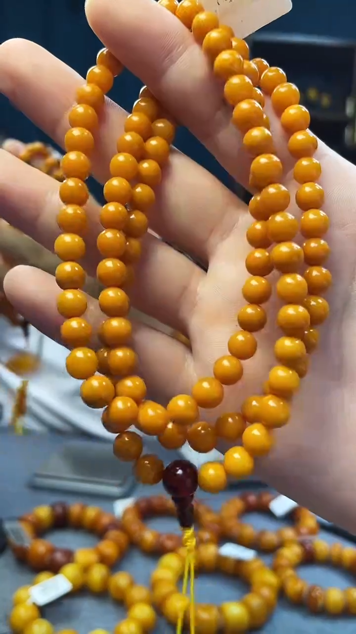 琥珀颈饰未镶嵌蜜蜡圆珠佛珠
