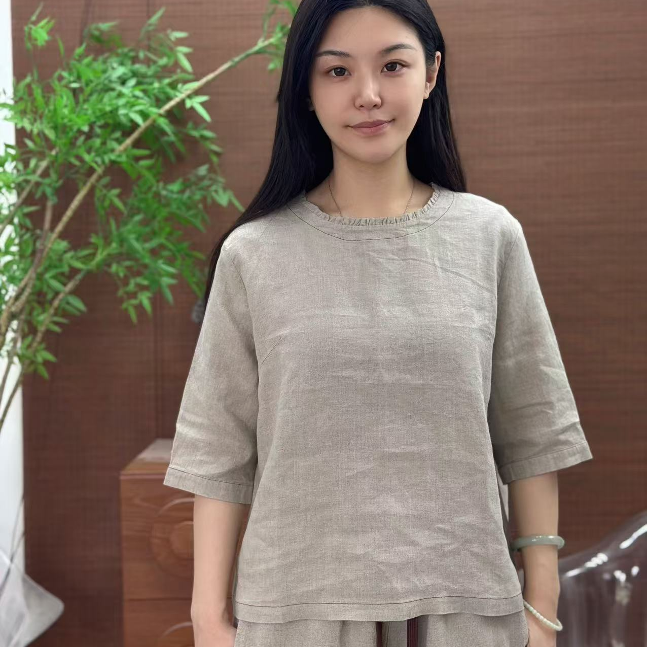 花边领汉麻双雨露14织上衣透气轻薄不贴身优雅法式风设计凉爽