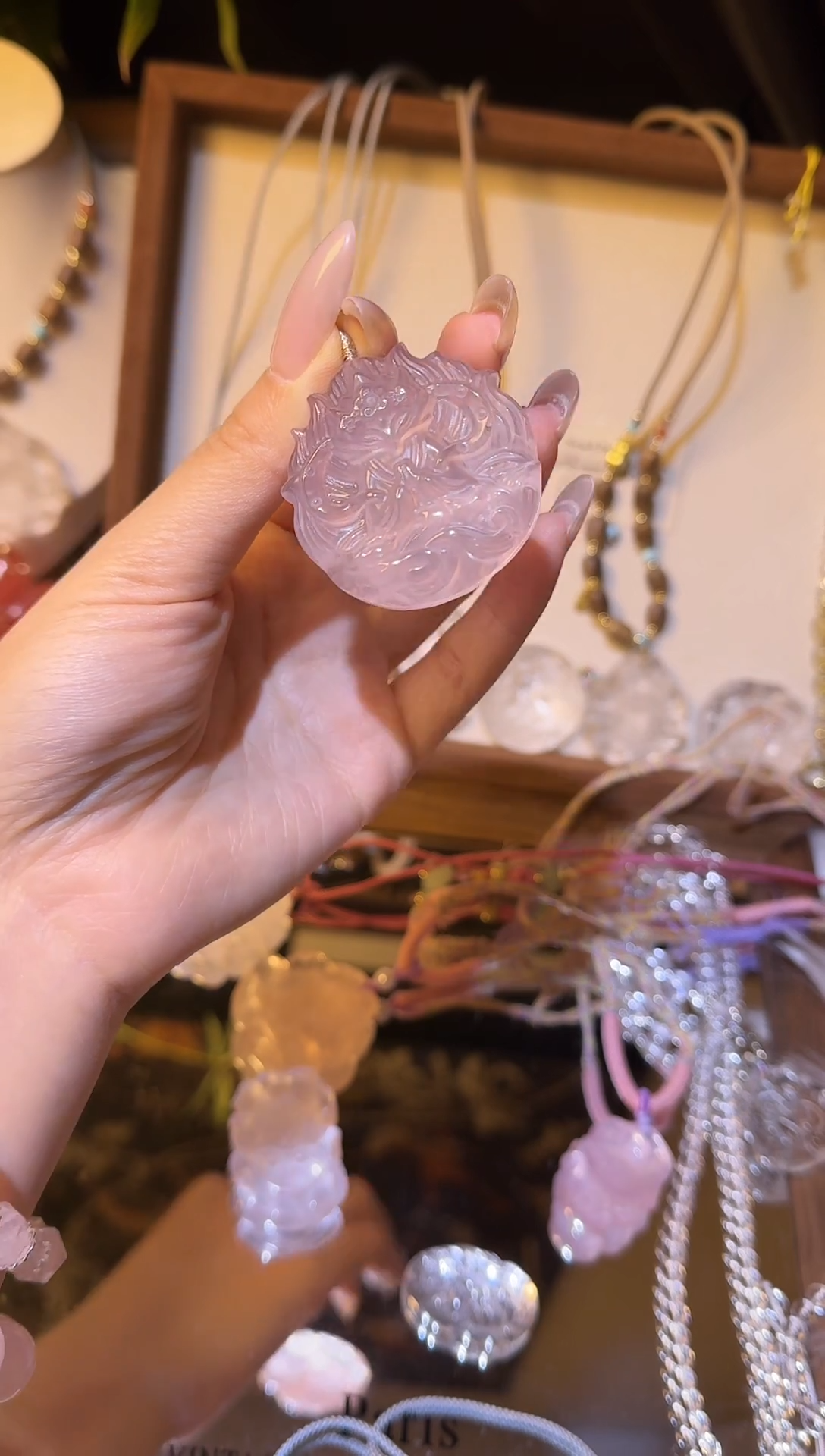 吊坠(赠链)未镶嵌水晶粉水晶莲花许愿狐编绳款