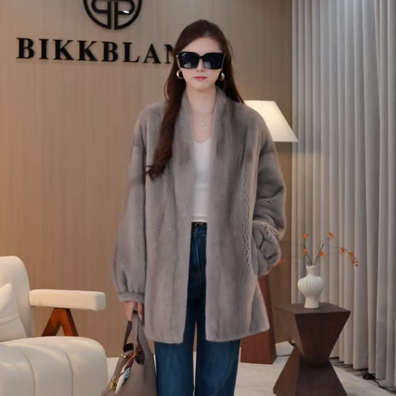 BIKKBLANC【梦华录】进口紫金短二水貂皮草时尚廓版貂毛皮草6017苗